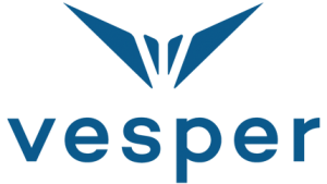 Vesper blue title logo