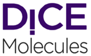 Dice molecules title logo purple black